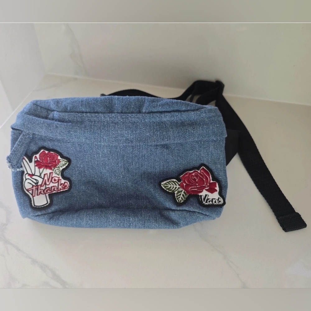 Vans Off The Wall Burma Fanny Pack Blue Denim Patches New Without Tag